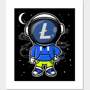 Hiphop Astronaut Litecoin Lite Coin LTC To The Moon Crypto Token Cryptocurrency Wallet Birthday Gift For Men Women Kids Posters and Art